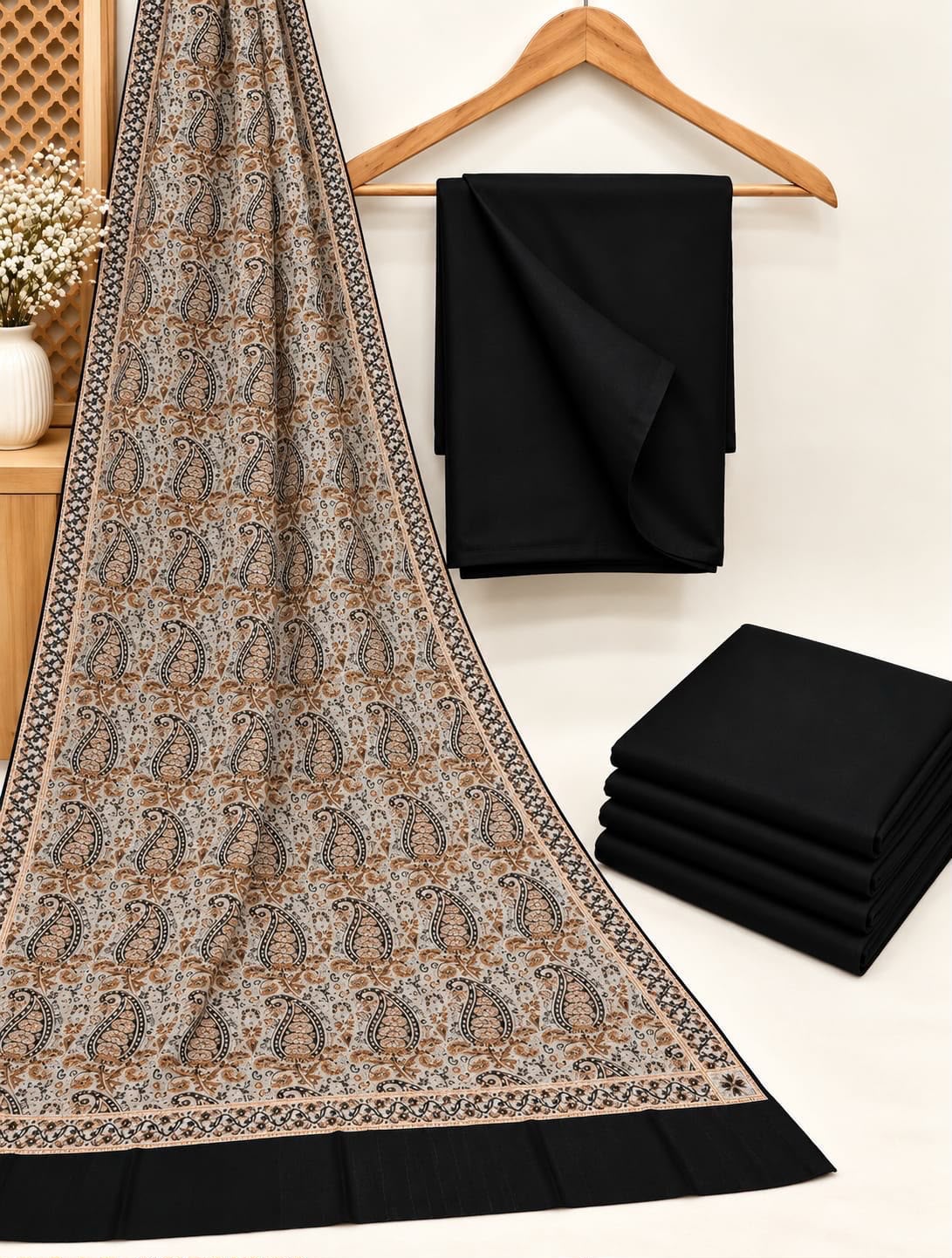 Turkish Jacquard Shawl-Black