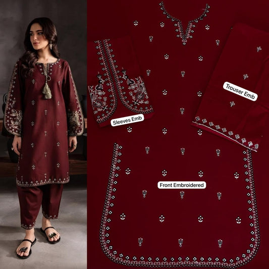 Dhanak wool Khaadi 2PC-Meroon