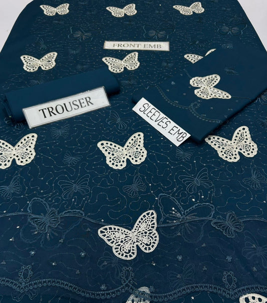 Lawn butterfly 2 PC chikankari with sequins Zinc