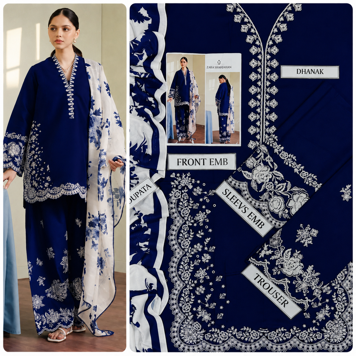 Midnight Bloom – 3 Piece Embroidered Lawn Suit