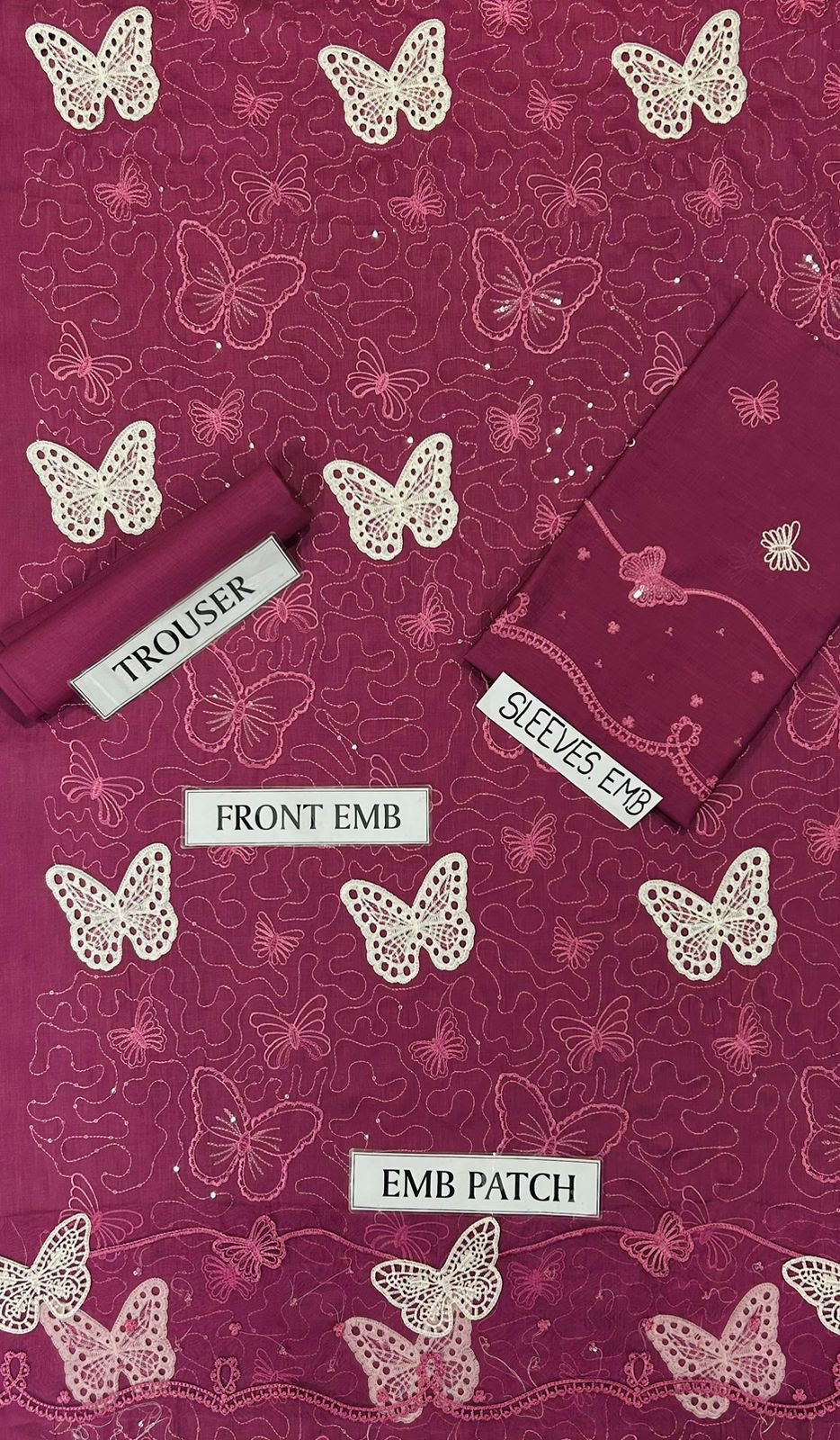 Lawn butterfly 2 PC chikankari with sequins Falsa colour