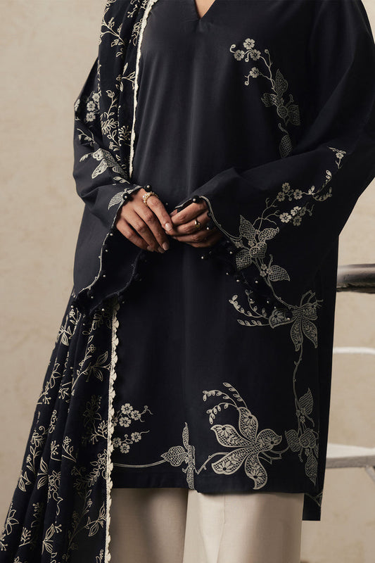 Cross Stitch – 3 Piece Embroidery heavy shawl ready to wear-contrast Trouser