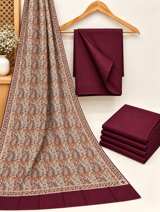 Turkish Jacquard Shawl-Meroon