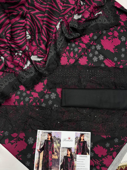 KHADDAR Digital Print 3pc WIDER With Patches
