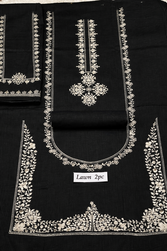 Lawn 2 Pc Embroidery-Black