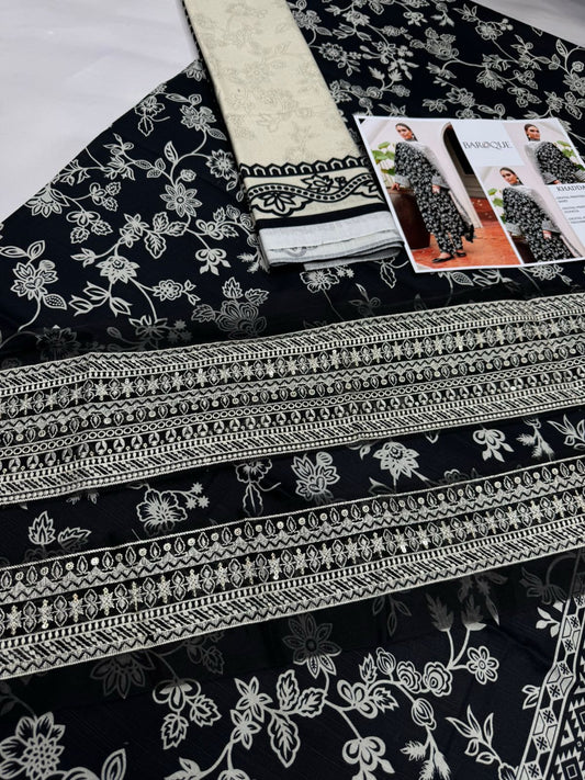 KHADDAR Digital Print 3pc WIDER With Patches