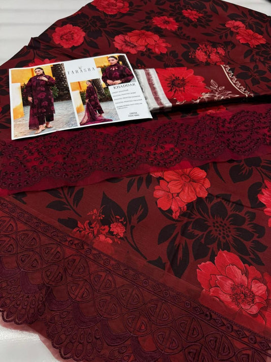 KHADDAR Digital Print 3pc WIDER With Patches