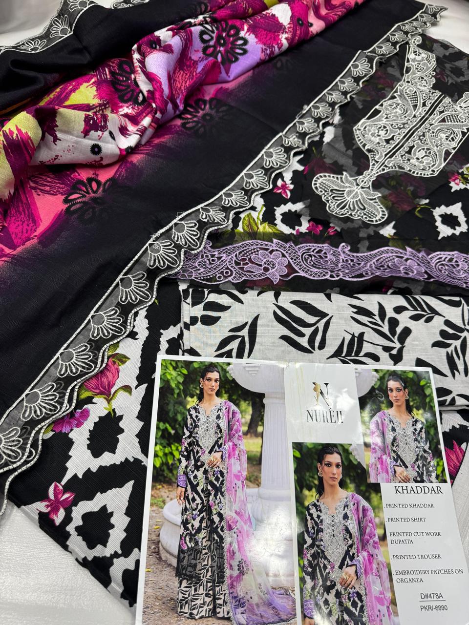 KHADDAR Digital Print 3pc WIDER With Patches