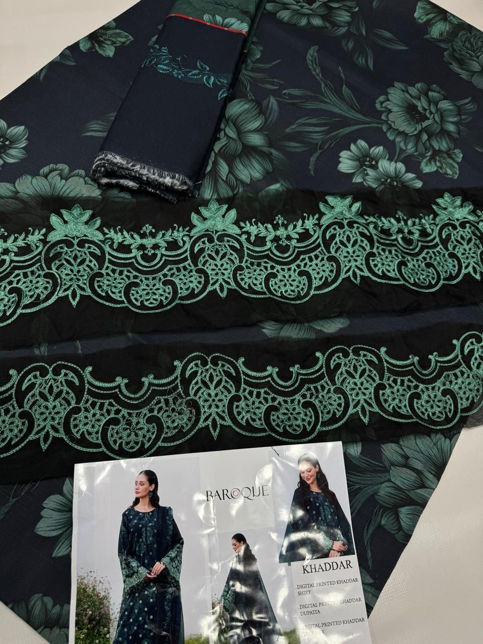KHADDAR Digital Print 3pc WIDER With Patches
