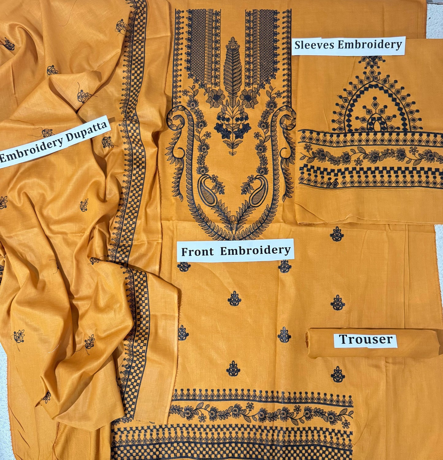 Urge Mustard Lawn 3PC Heavy embroidery with Embroidery Duppata