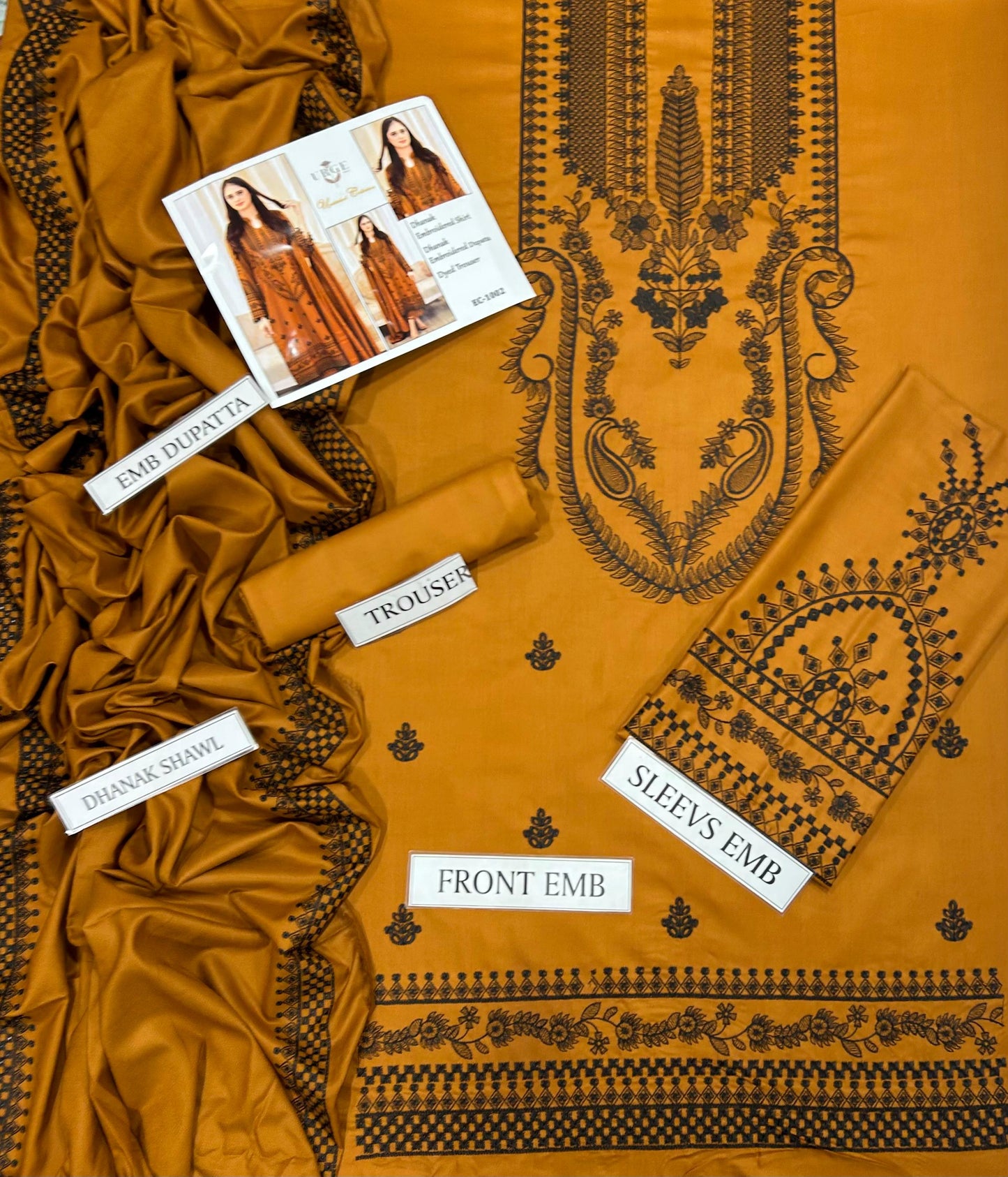 3 Piece Mustard Dhanak Marina Suit Stylish Winter Wear for Women