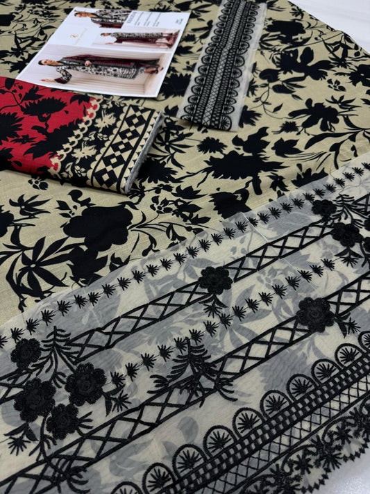 KHADDAR Digital Print 3pc WIDER With Patches