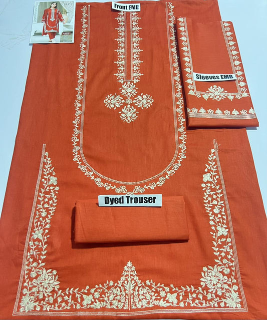 Lawn 2-Piece Heavy Embroidery Suit — Rust