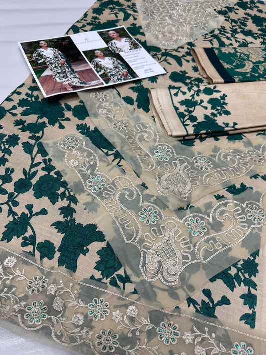 KHADDAR Digital Print 3pc With Patches