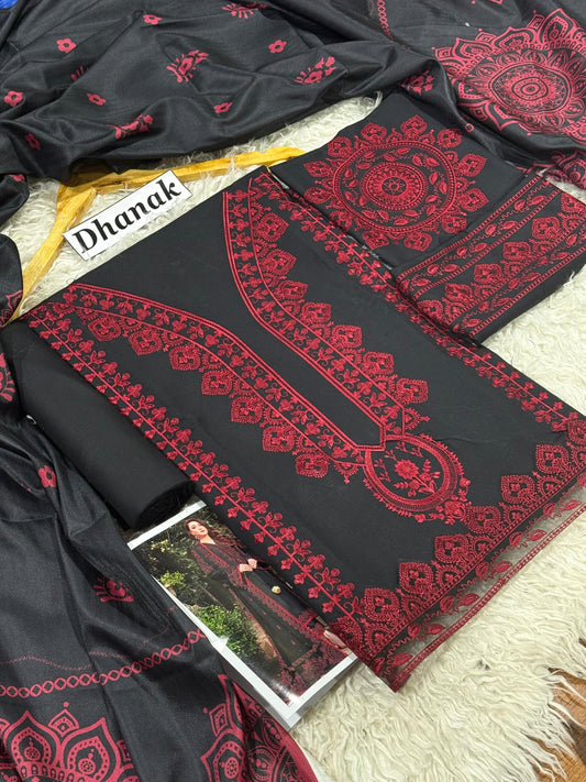 New Color in Aneela'S 3 Piece Dhanak Marina with Printed wool Shawl