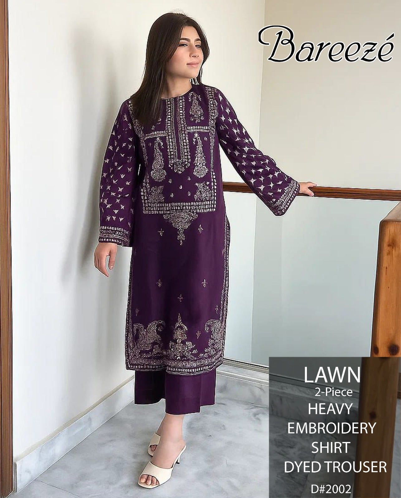 Breeze-Lawn 2 PC Embroidery-Plum