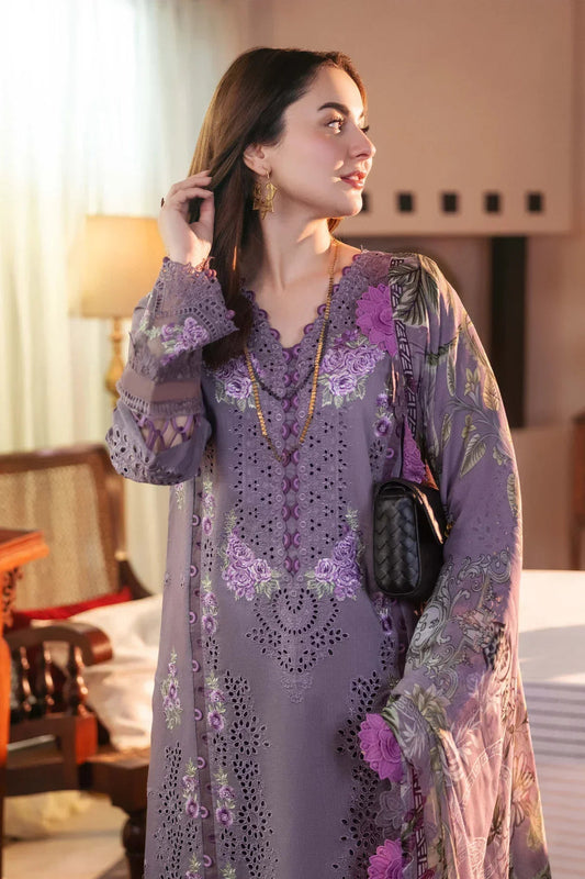 JADE - 3PC DHANAK CHIKANKAARI EMBROIDERED SHIRT WITH TWILL PRINTED DUPATTA AND TROUSER