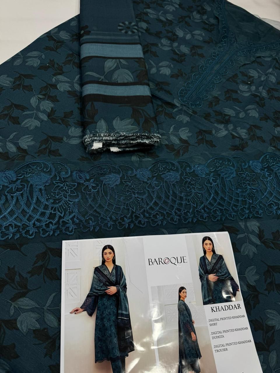 KHADDAR Digital Print 3pc WIDER With Patches