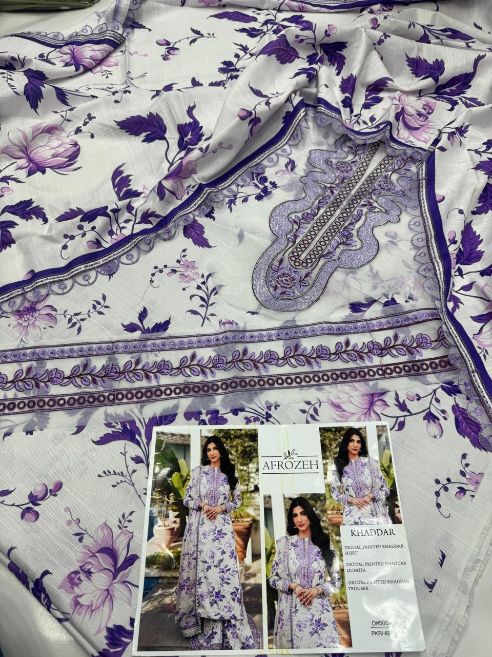 KHADDAR Digital Print 3pc WIDER With Patches