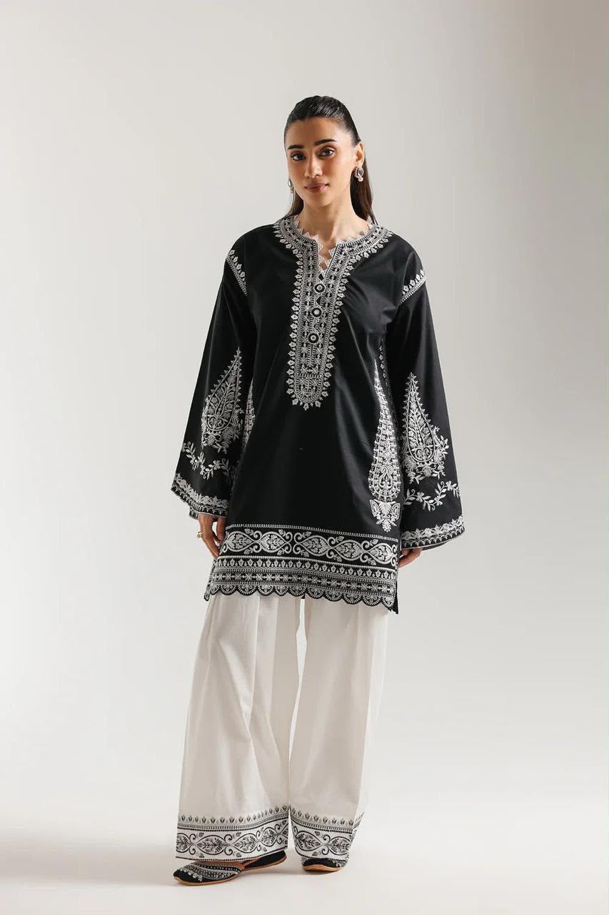 Ethnic 2 PC Trouser Embroidery-Black TS