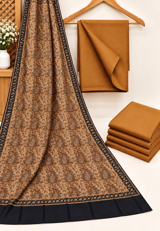 Turkish Jacquard Shawl-Mustard