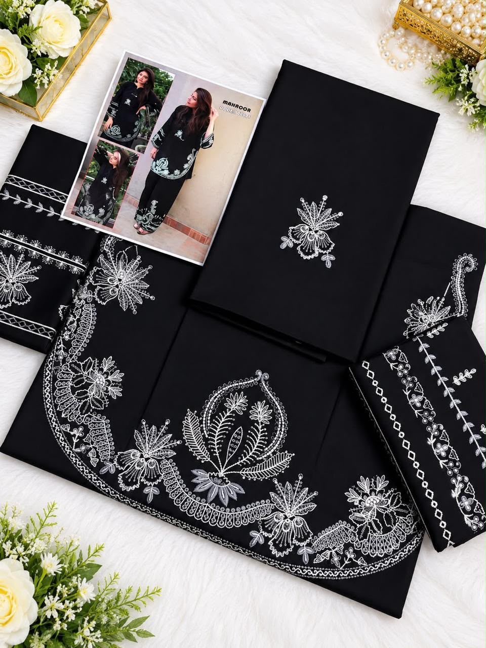 Mahroor 2 PC Trouser Embroidery-black TS