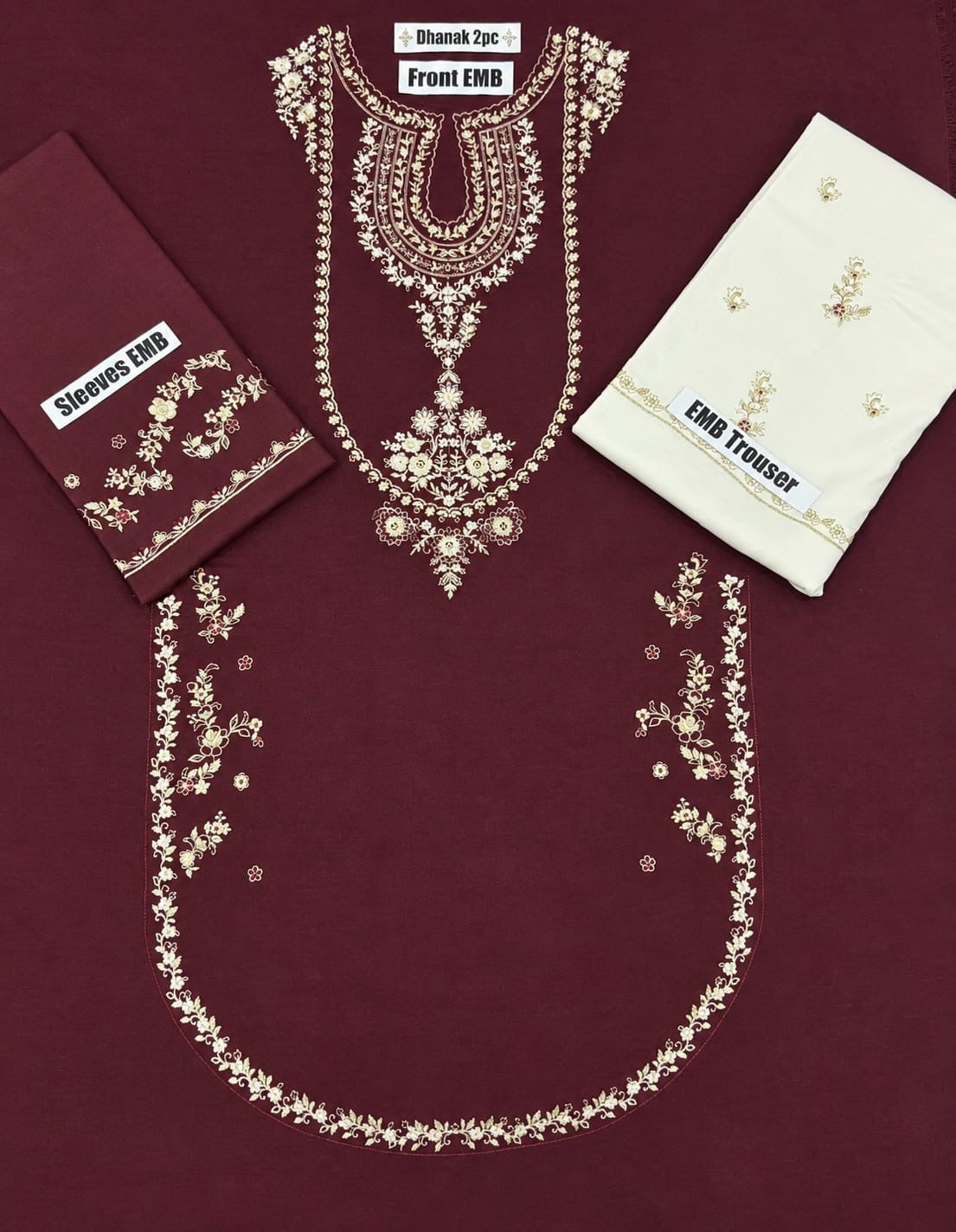 Dhanak wool Urge White T-Meroon