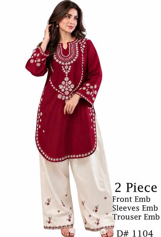 Dhanak wool Urge White T-Meroon