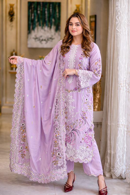 3 Piece -Embroidered Lawn Suit-Lailik