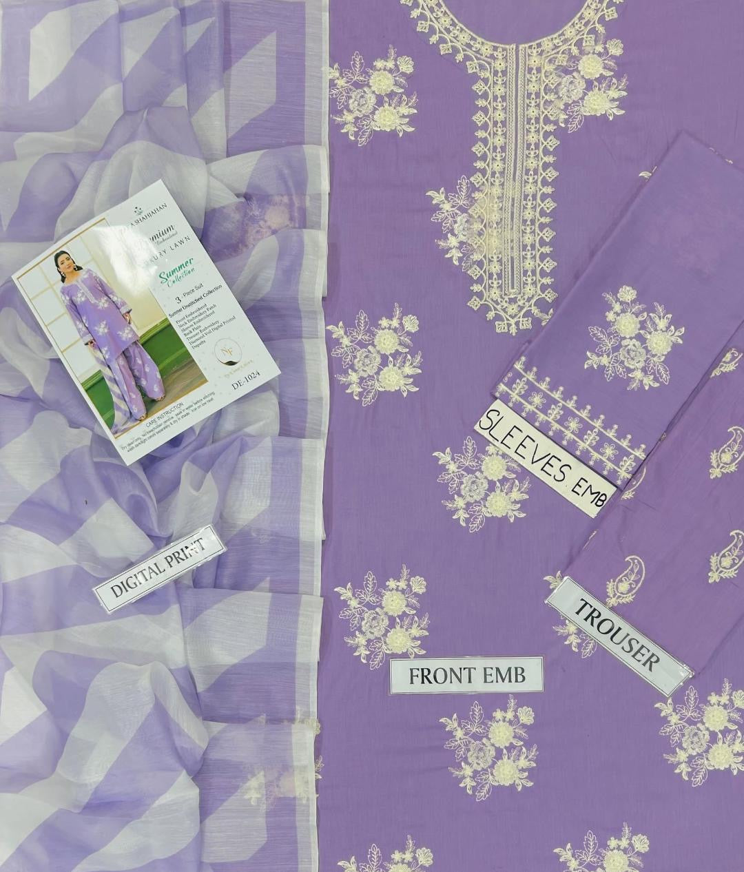 Zara Shahjahan Luxury Embroidery 3 Pc with Embroidery Touser-Lailik