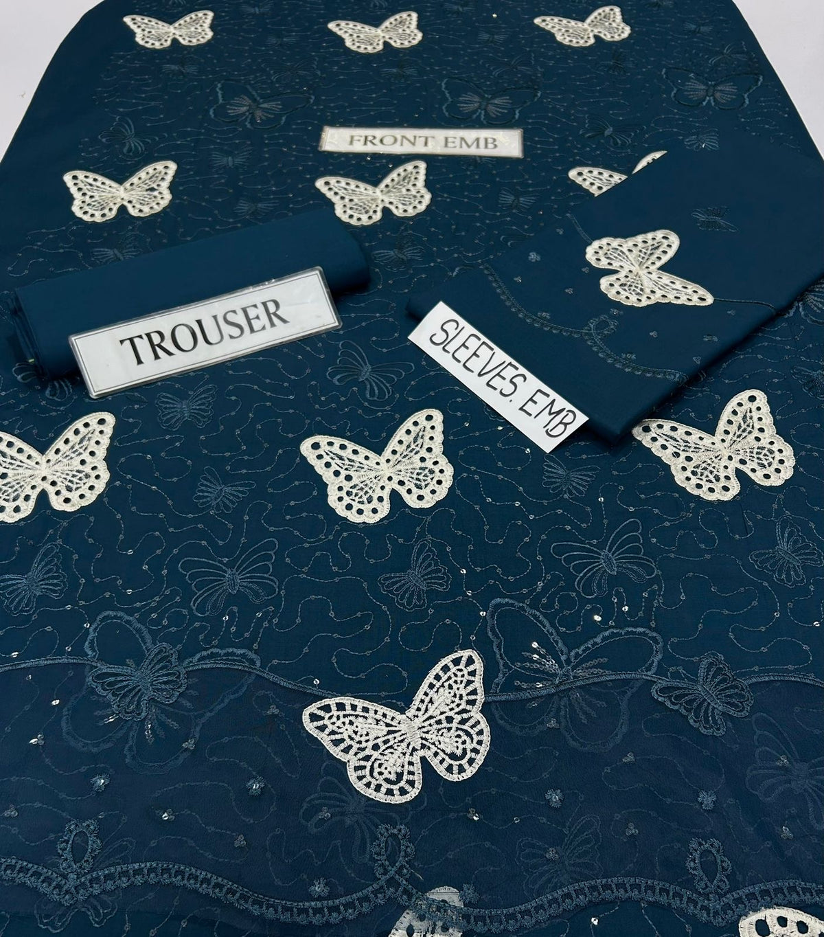 Lawn butterfly 2 PC chikankari with sequins Zinc