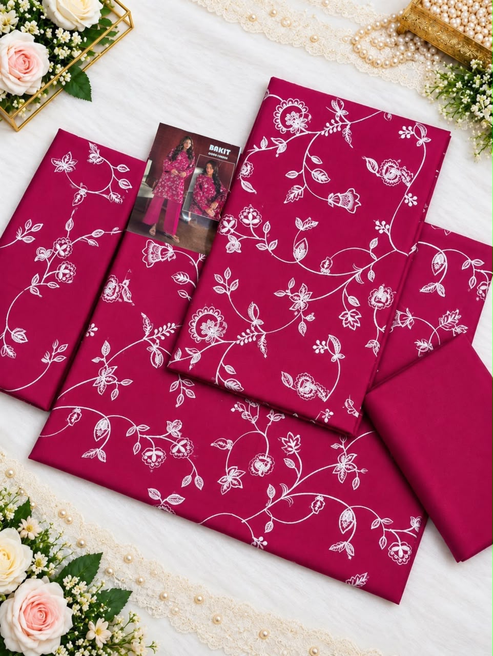 Bakit 2 PC Trouser Embroidery PINK-TS
