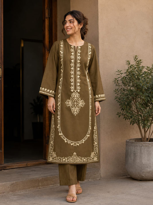 Asling Premium Winter 2 PC-S Mehndi