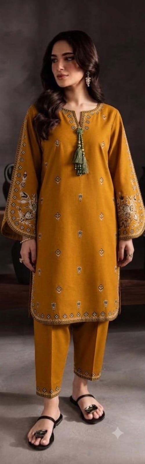 Dhanak wool Khaadi 2PC-Mustard