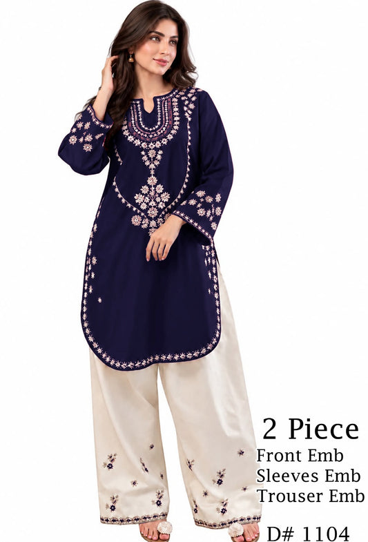 Dhanak wool Urge White T-Navy