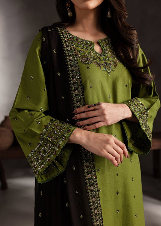 Elegant 3 PC Embroidery with Ready to wear Bamber Shifoon Duppata