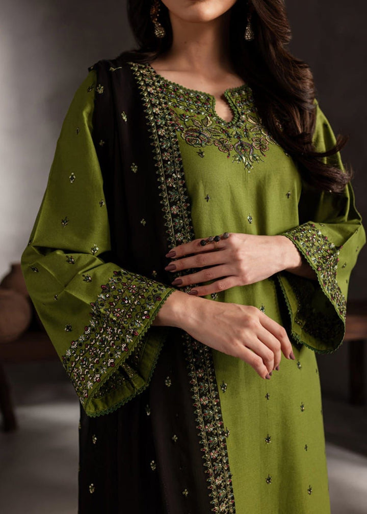Elegant 3 PC Embroidery with Ready to wear Bamber Shifoon Duppata