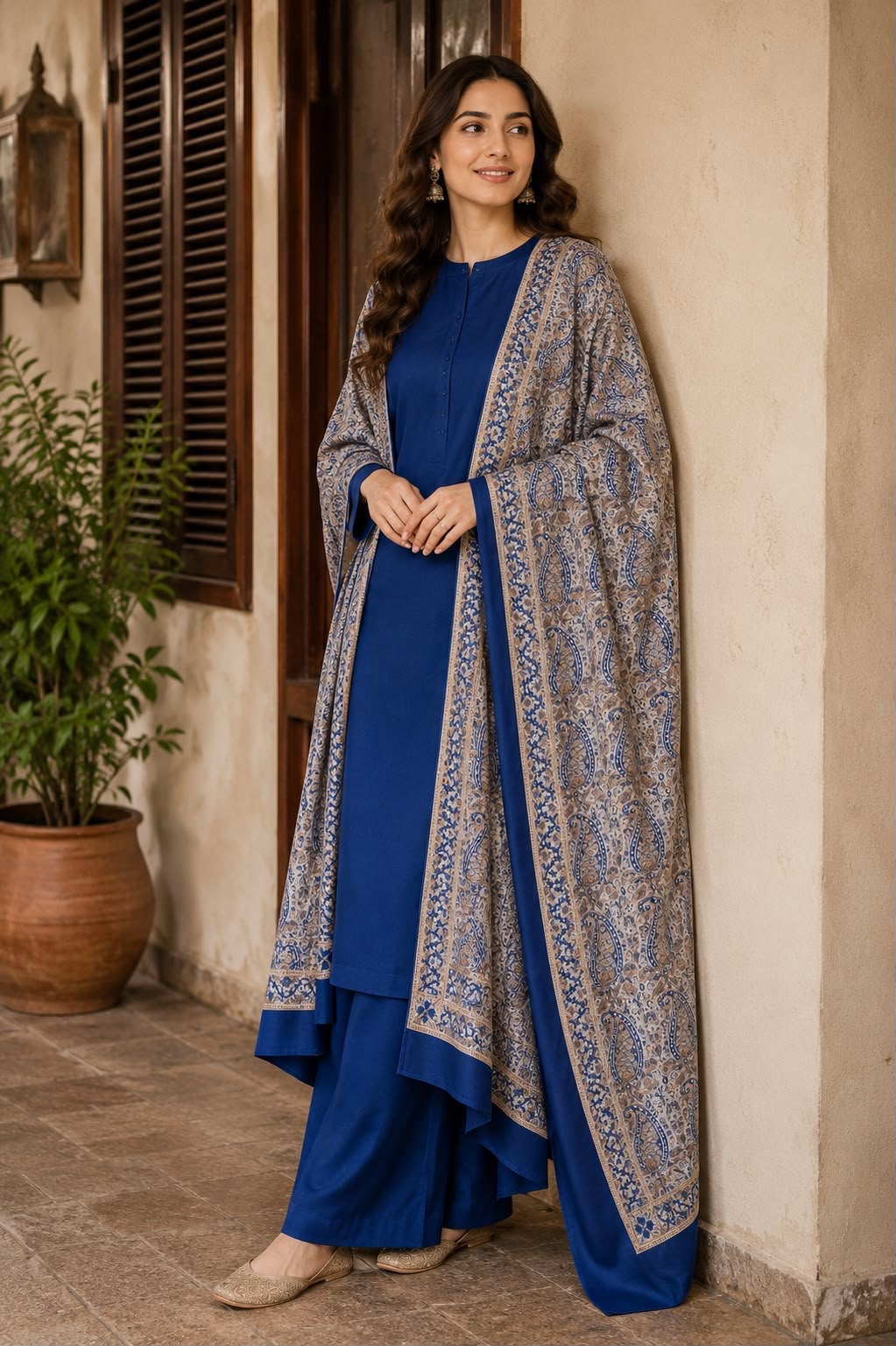 Turkish Jacquard Shawl-Royal
