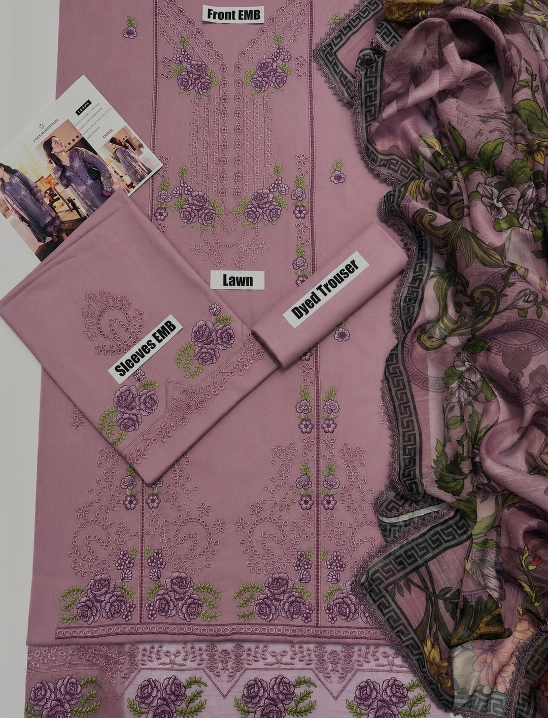 Summer 3 PC COCO Light Purple Chikankari