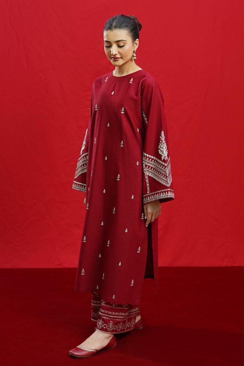 Urge 2 PC Trouser Embroidery-RED-TS
