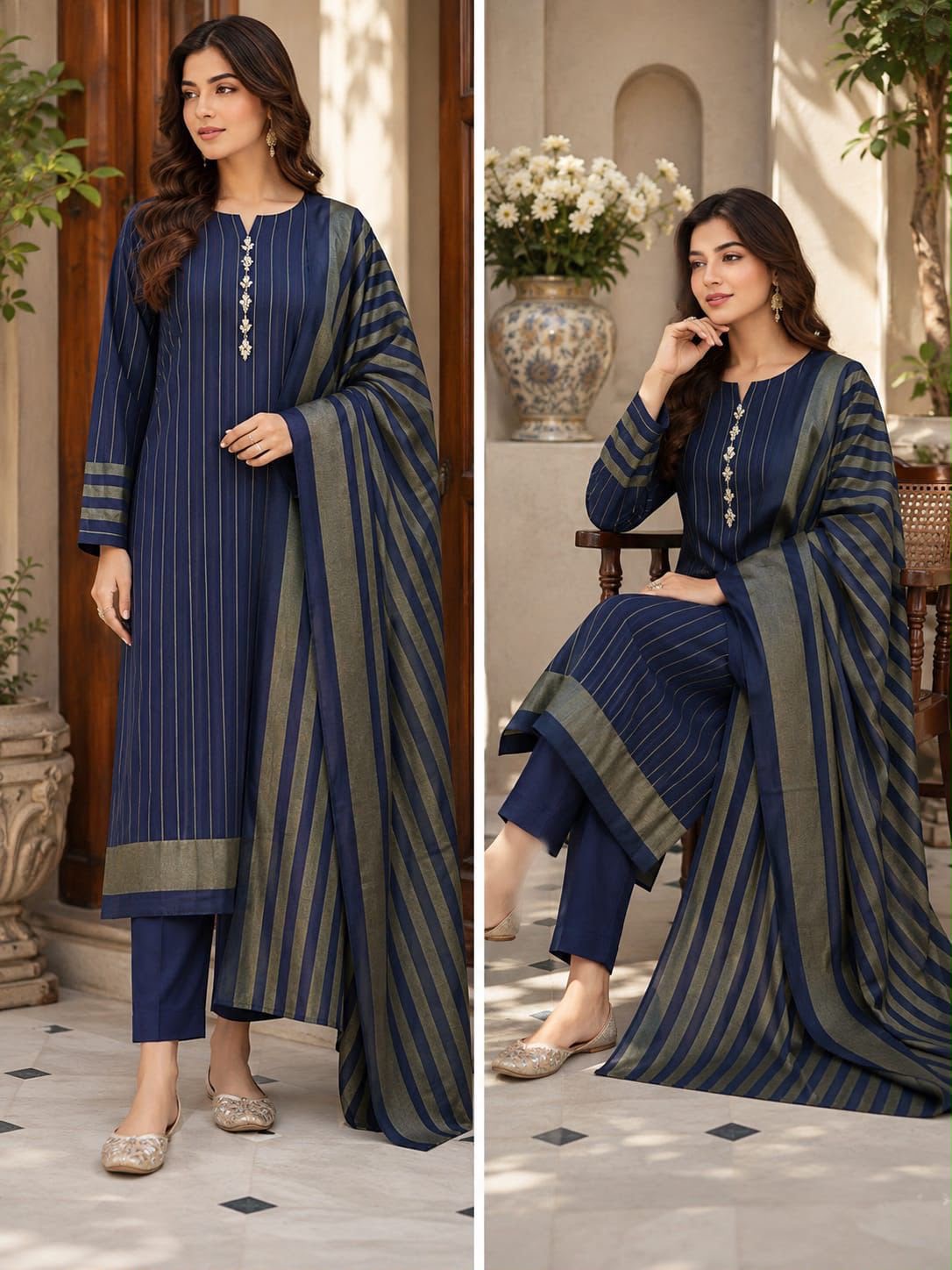3pc Multani Susi Khaadi-Blue