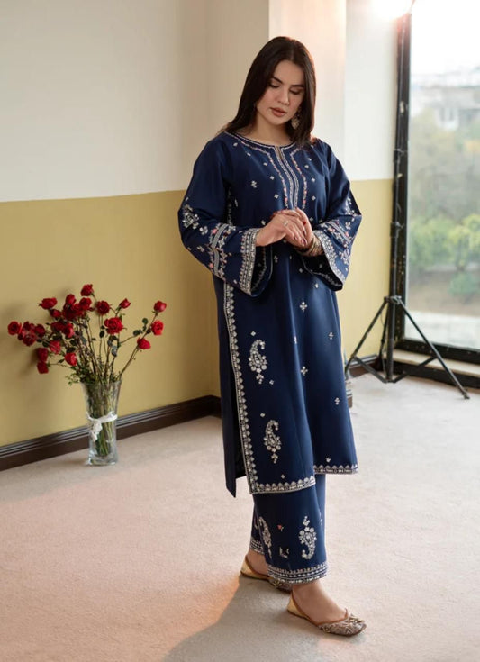 Dhanak wool Lime lite 2PC-Navy