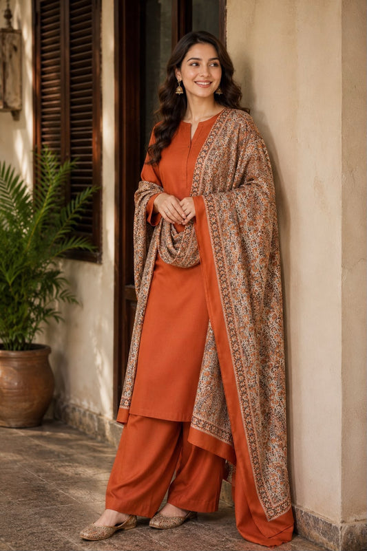 Turkish Jacquard Shawl-Rusty