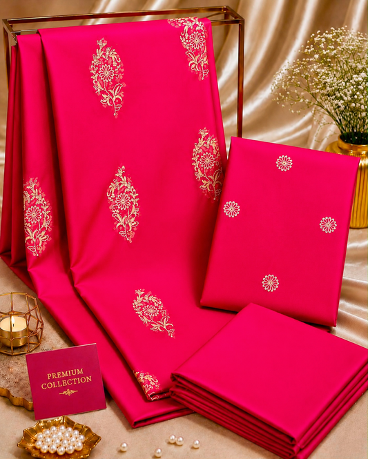 2pc Premium Pure Lawn Embroidered-Allover Pink