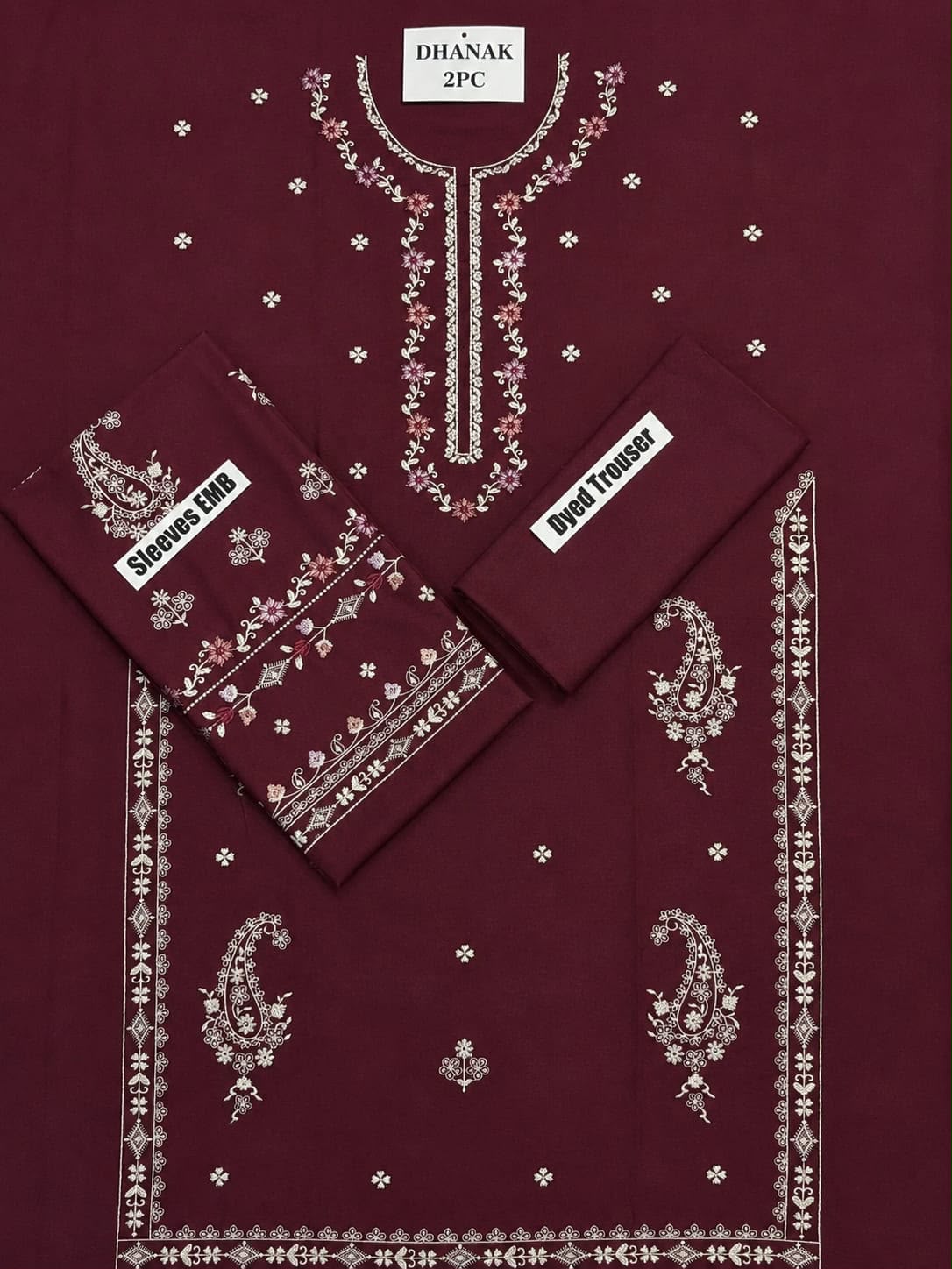 Dhanak wool Lime lite 2PC-Meroon