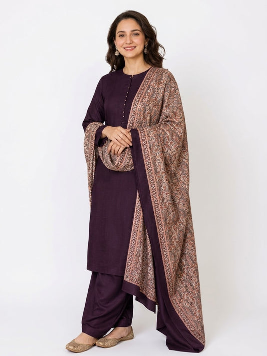 Turkish Jacquard Shawl-Plum