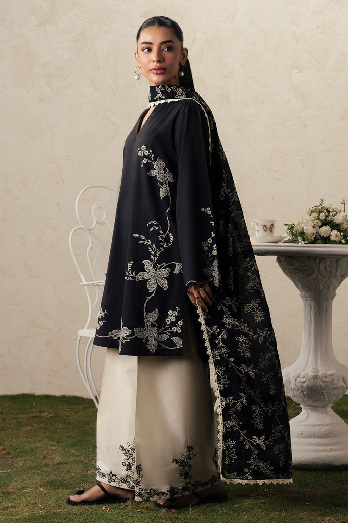 Cross Stitch – 3 Piece Embroidery heavy shawl ready to wear-contrast Trouser