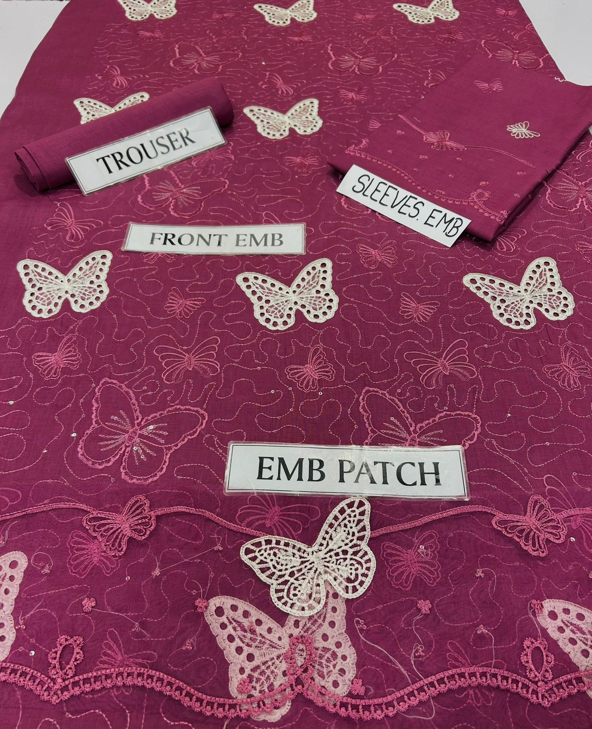 Lawn butterfly 2 PC chikankari with sequins Falsa colour