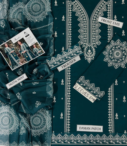Embroidered 3pc Aneela's-Zink