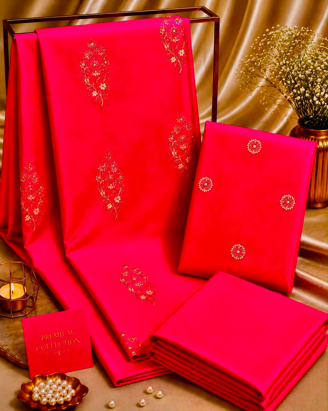 2pc Premium Pure Lawn Embroidered-Allover Pink